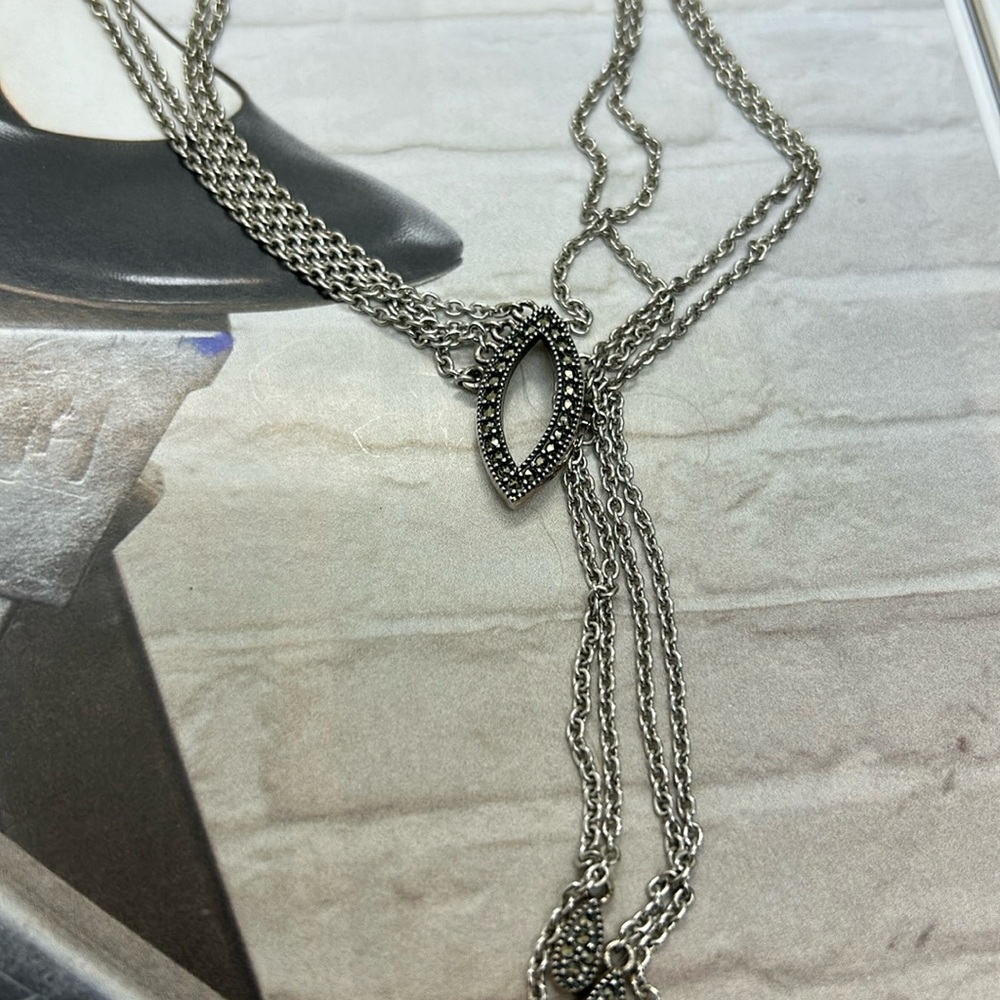 Judith Jack 925 Sterling silver vintage real marcasite necklace 18 inch